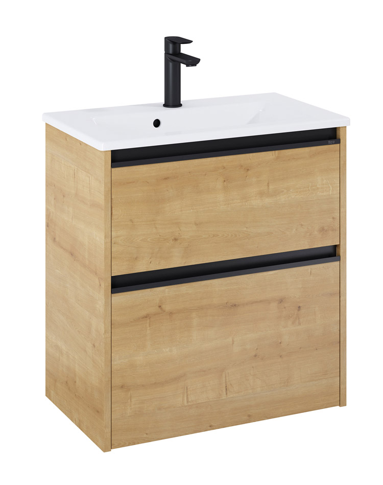 Roca Gap Pro Wąski Zestaw łazienkowy Unik Compact szafka z umywalką slim 60 cm jasny dąb (A852067464)